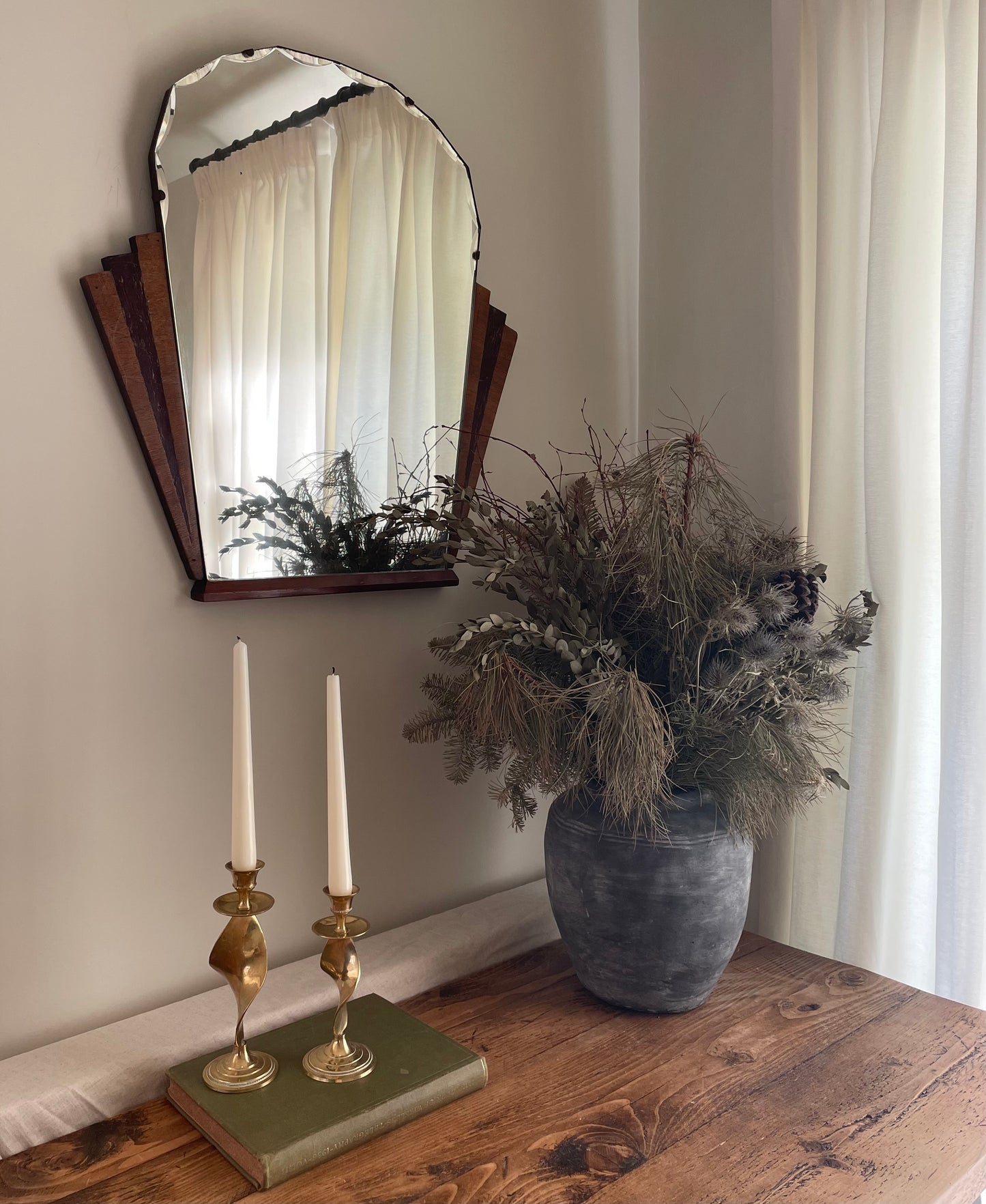 Art deco solid wooden mirror