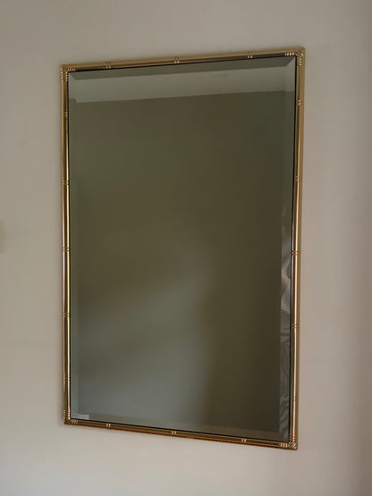 Vintage polished brass bamboo style mirror