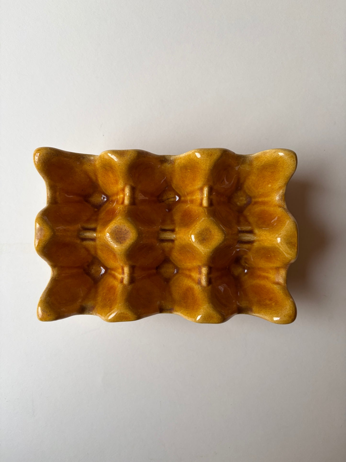 Vintage yellow mustard ceramic egg holder