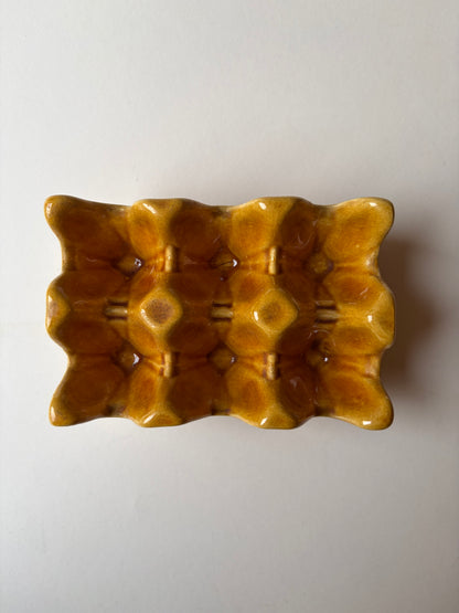 Vintage yellow mustard ceramic egg holder
