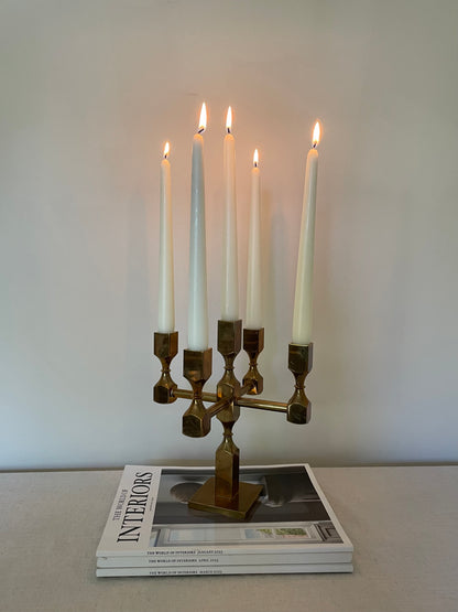 Solid brass five arm vintage candelabra, Gusum Sweden