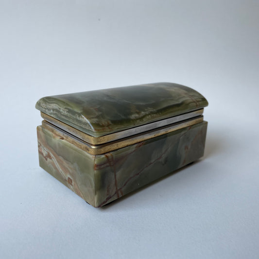 Italian green onyx jewellery box, trinket box, decorative box, decorative case, 1960s home decor