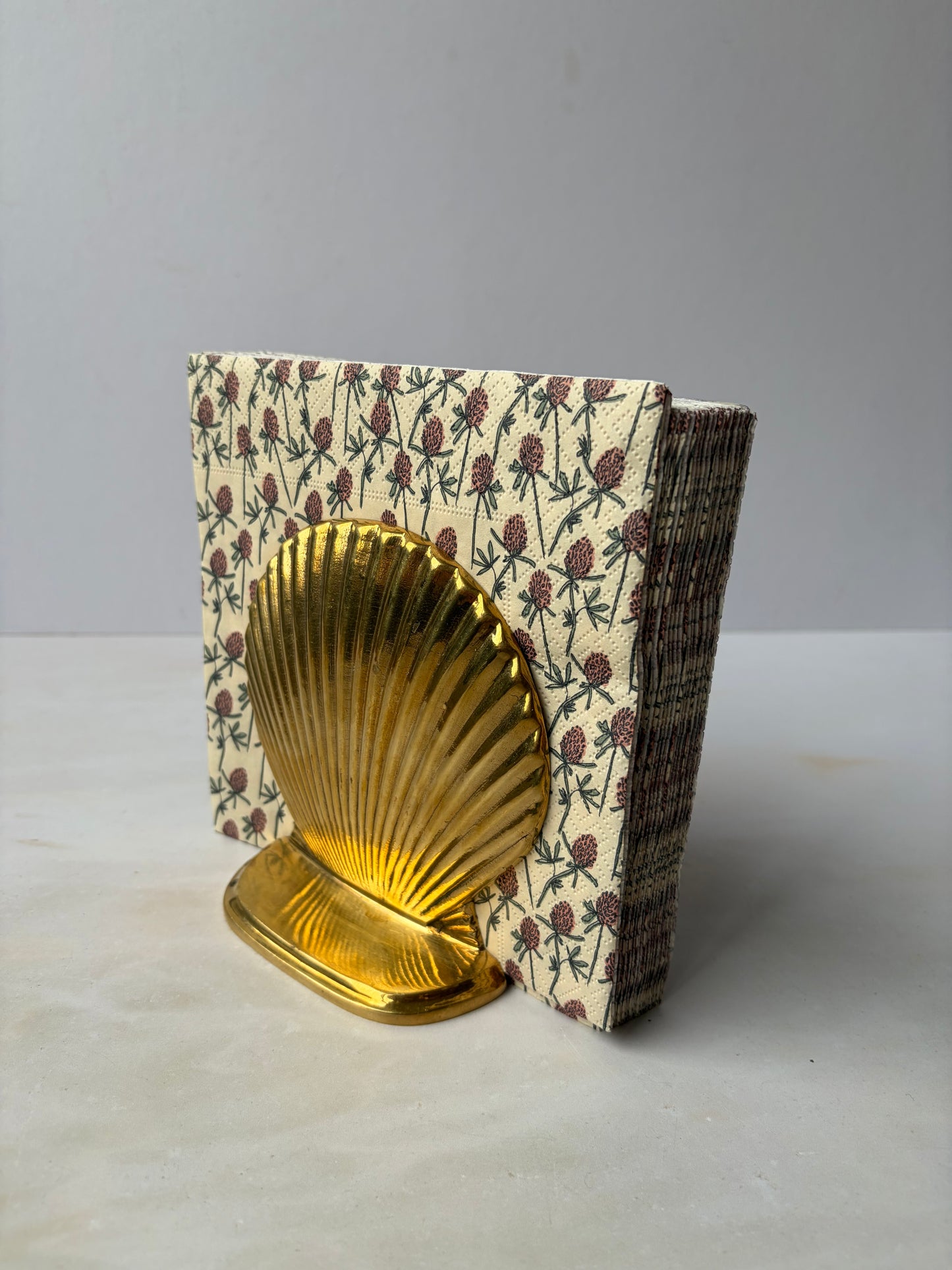 Vintage solid brass shell bookends