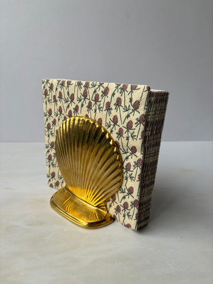 Vintage solid brass shell bookends