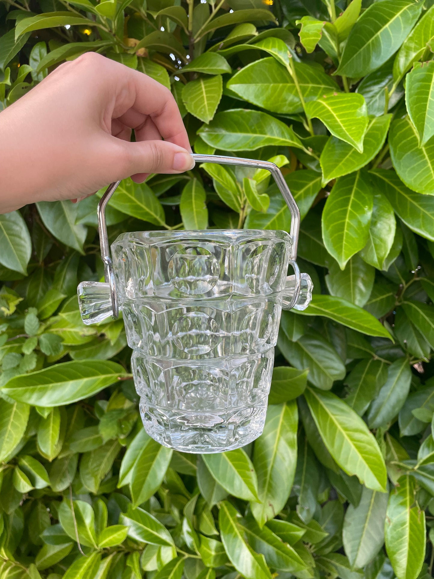 Small glass ice bucket