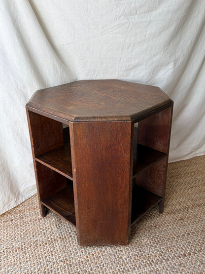 Heals Arts and Crafts vintage oak side table with octagonal top