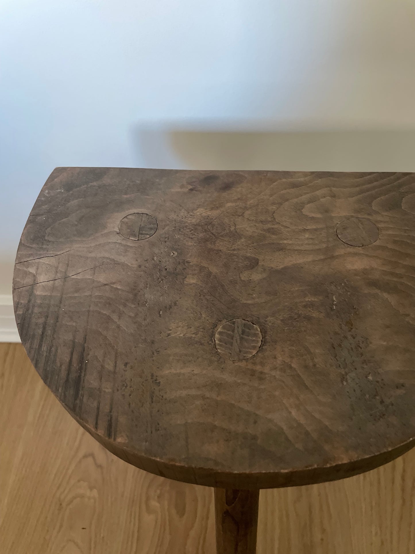 Wooden half moon antique stool