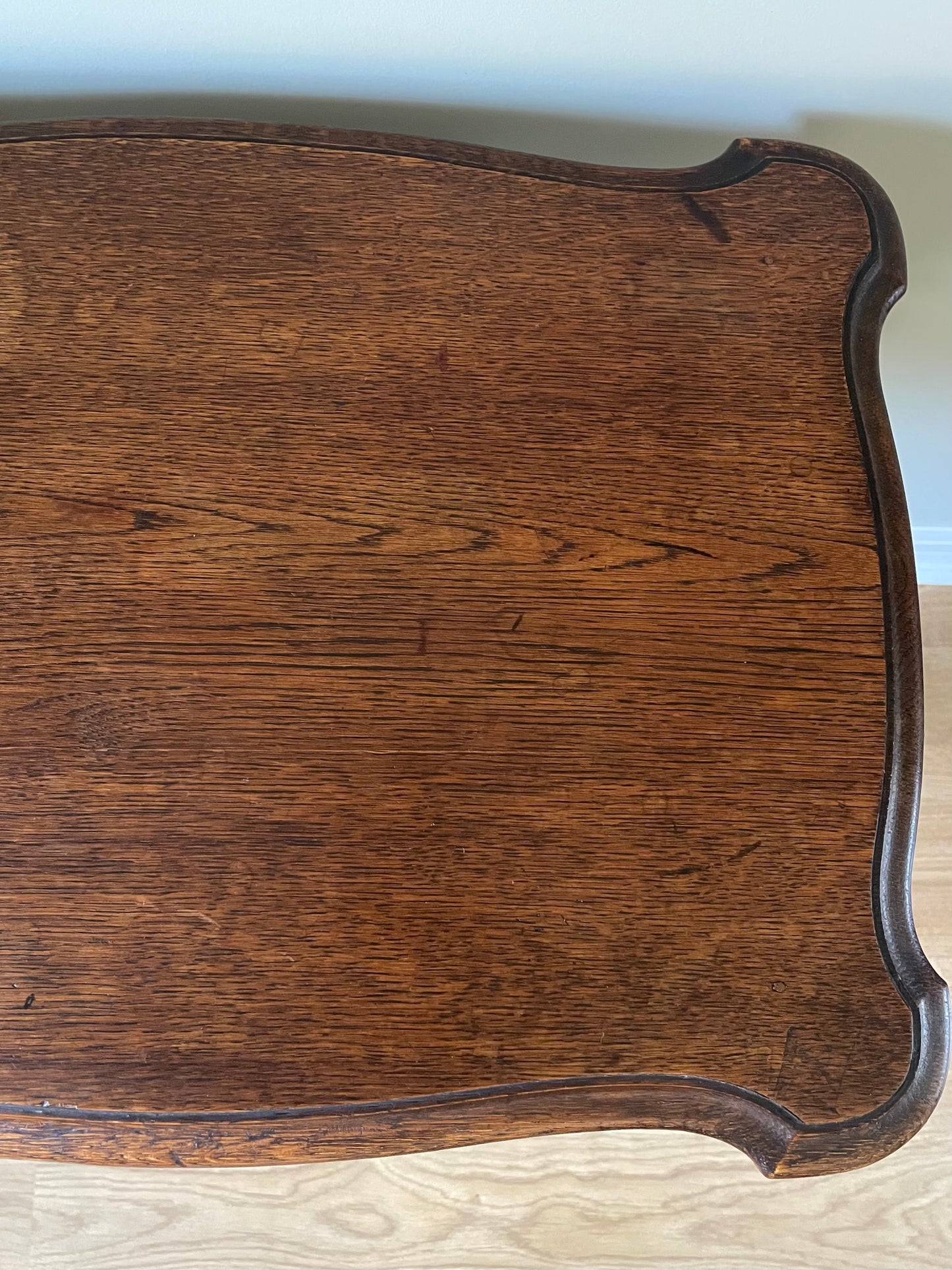 Antique scalloped barley twist wooden side table