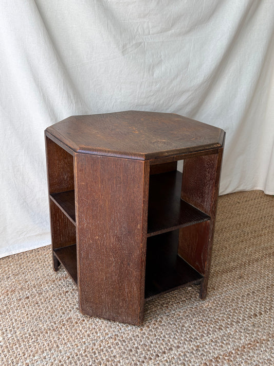 Heals Arts and Crafts vintage oak side table with octagonal top
