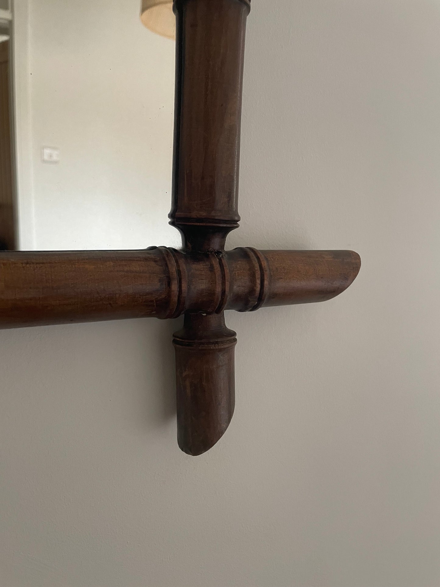 Vintage wooden faux bamboo French mirror - landscape orientation