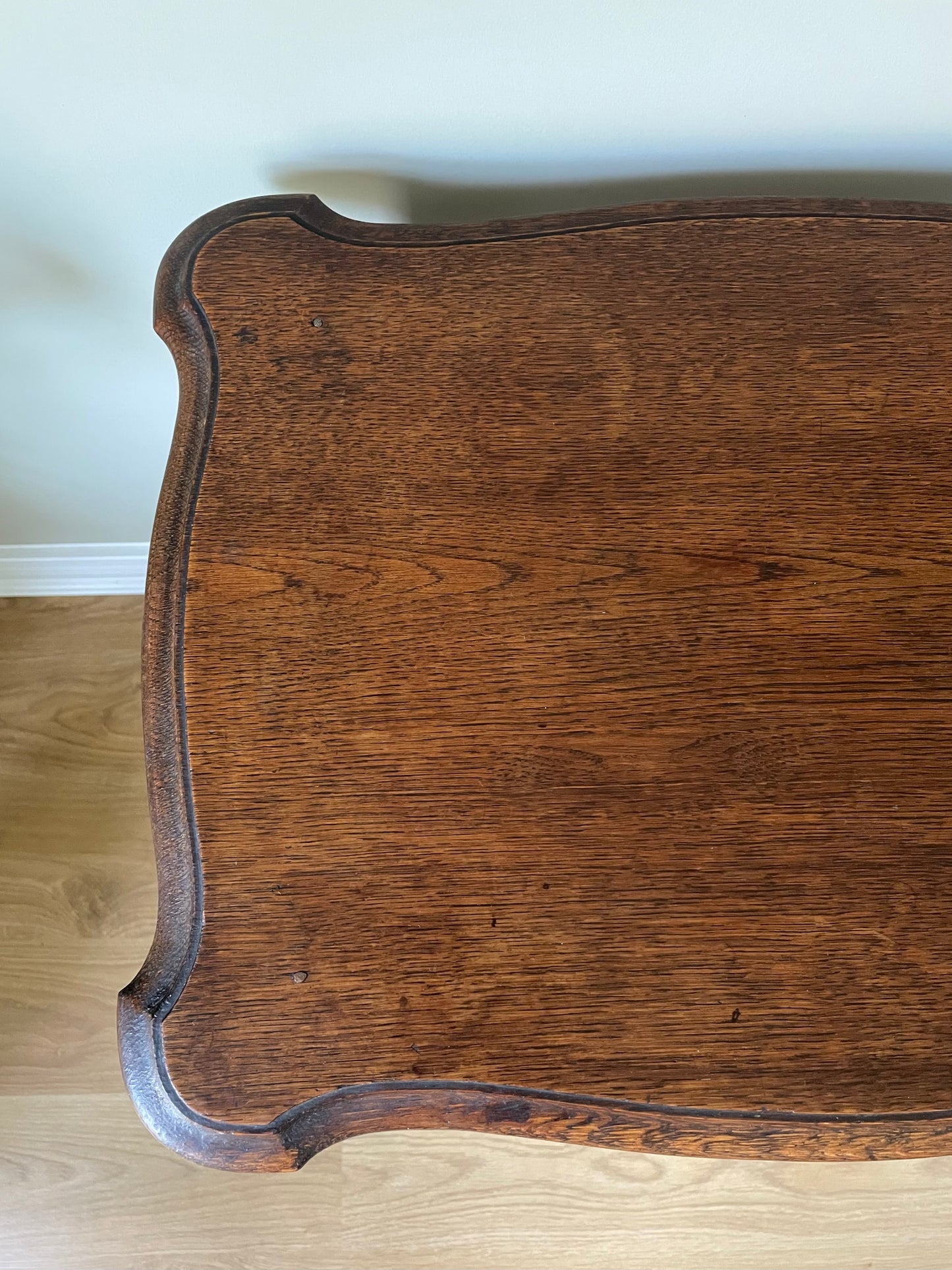 Antique scalloped barley twist wooden side table