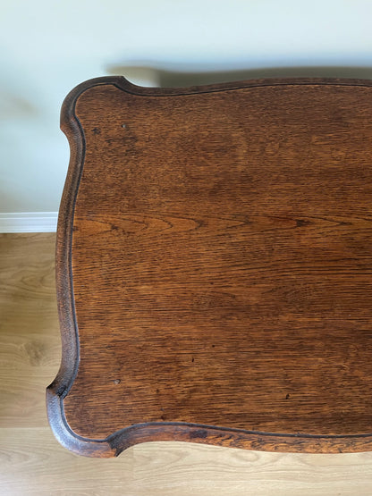 Antique scalloped barley twist wooden side table