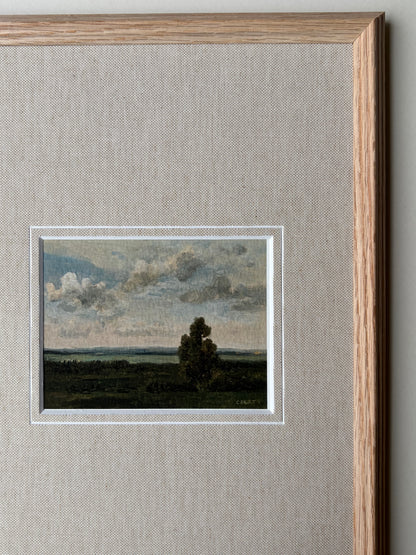 Framed cloudy countryside with mount