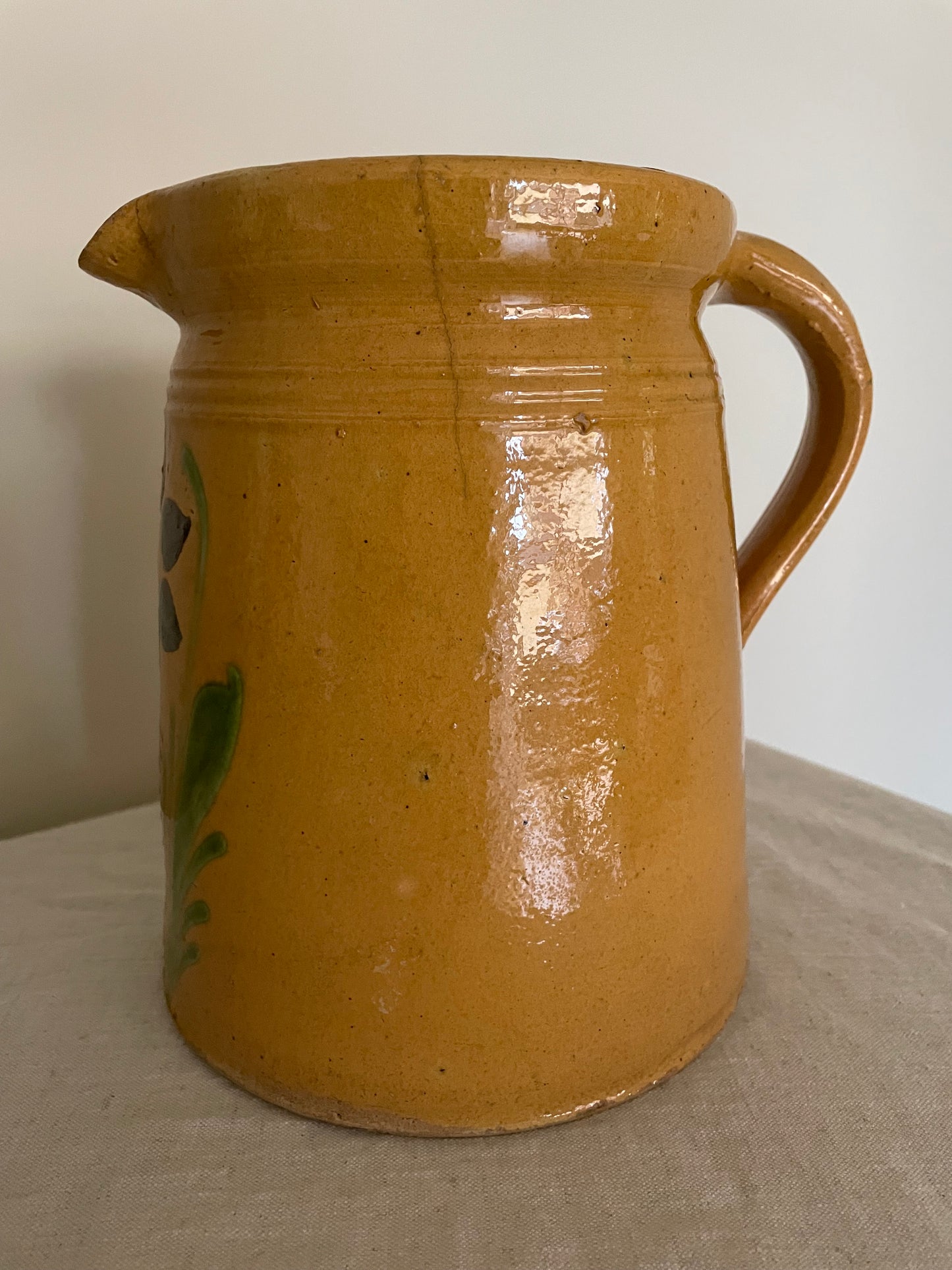 French vintage hand painted mustard jug