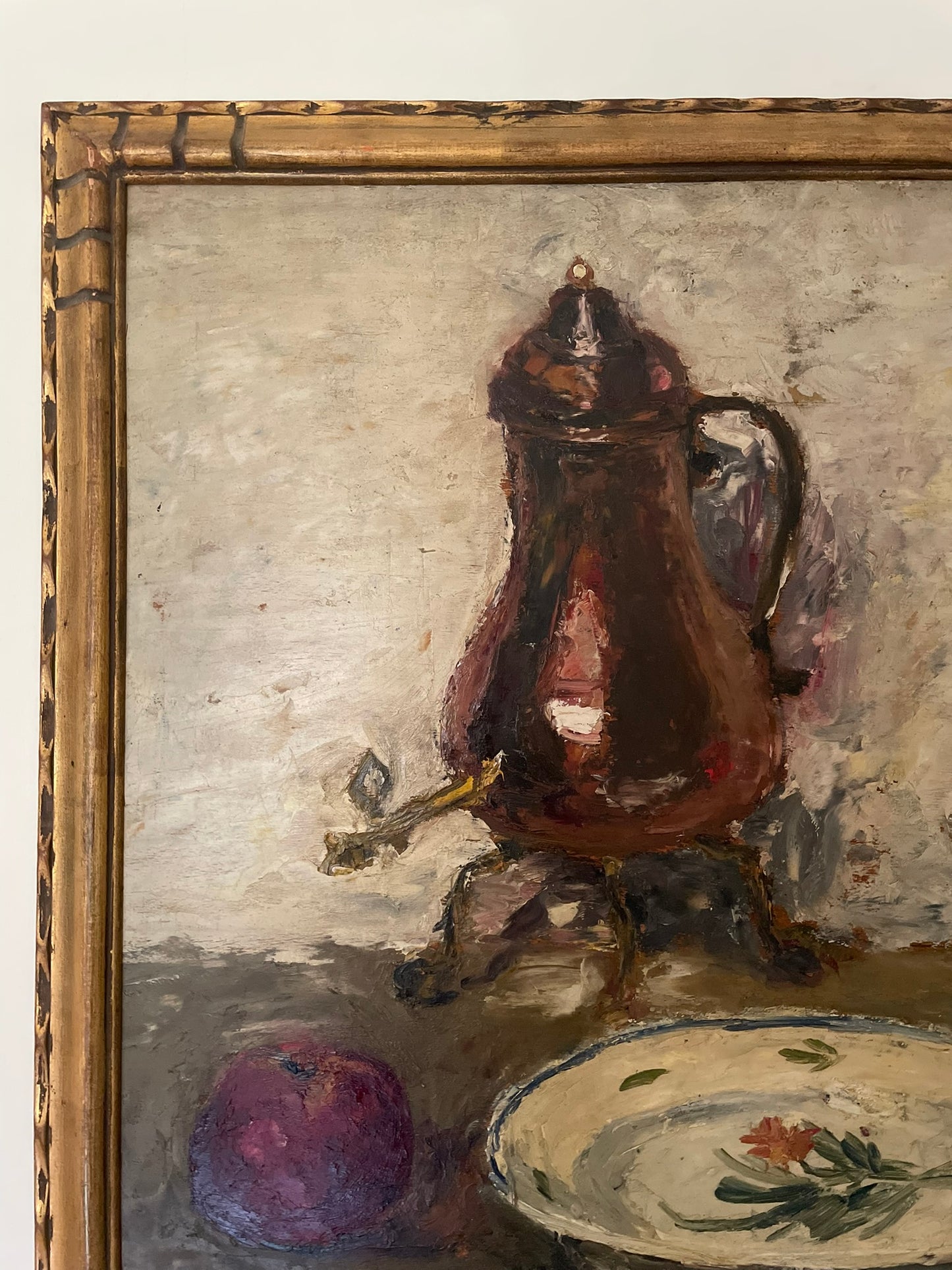 Large still life oil painting in gilt frame