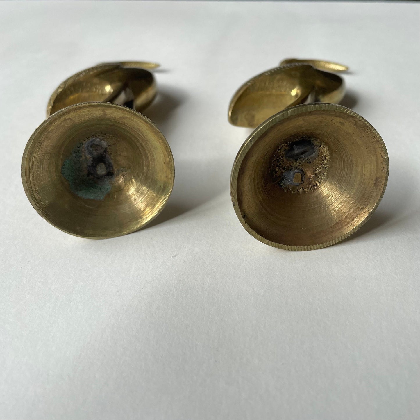 Vintage pair of solid brass bird sculpture of cranes/flamingos