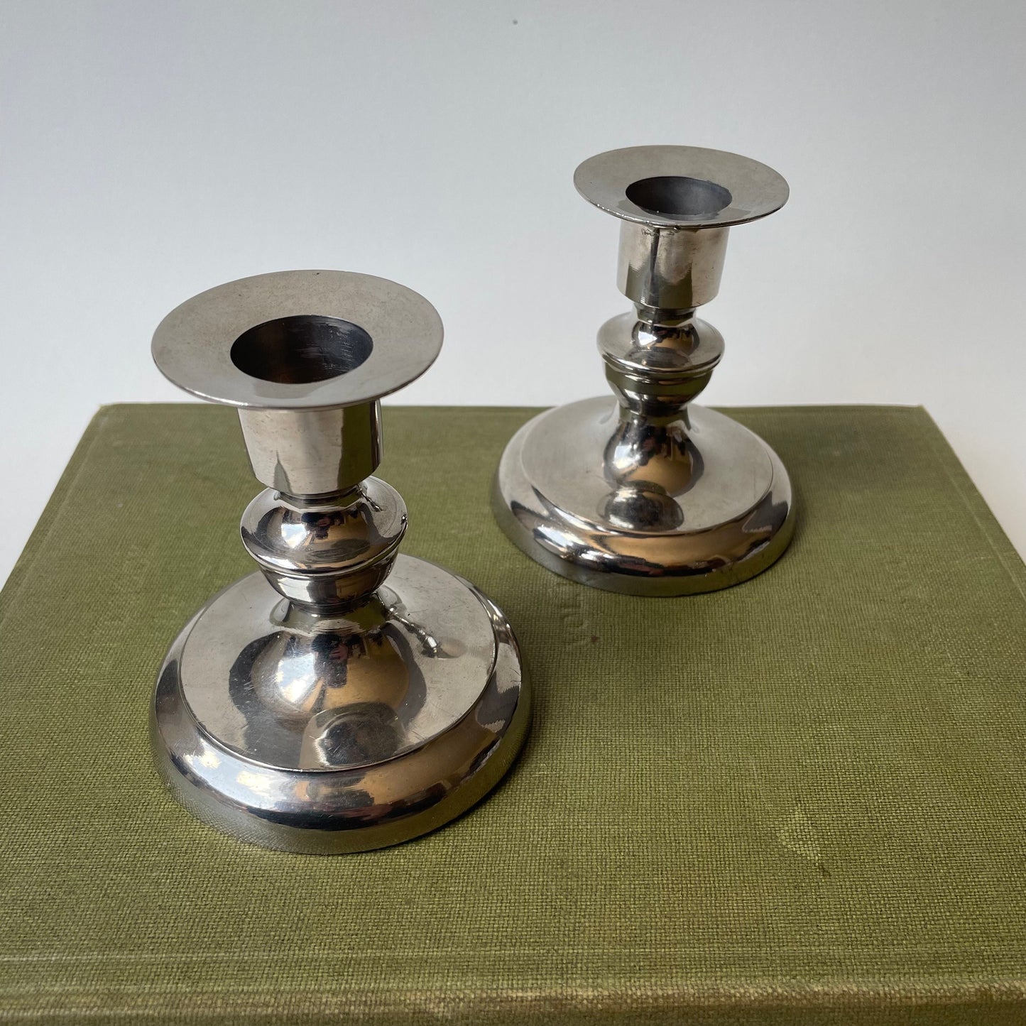 Vintage West Germany silver/chrome metal candlestick holders