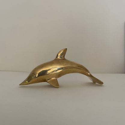 Vintage brass dolphin statue, figurine
