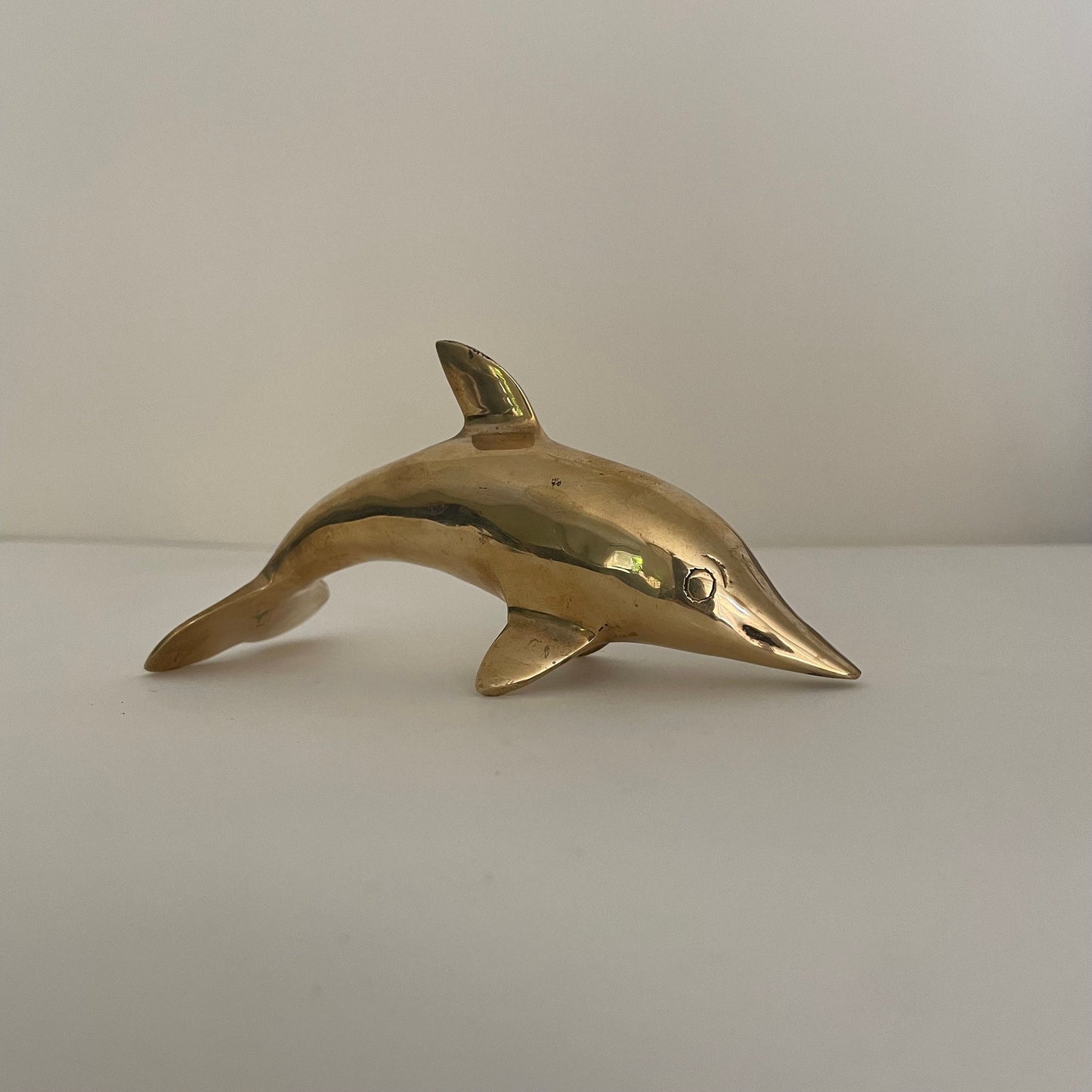 Vintage brass dolphin statue, figurine