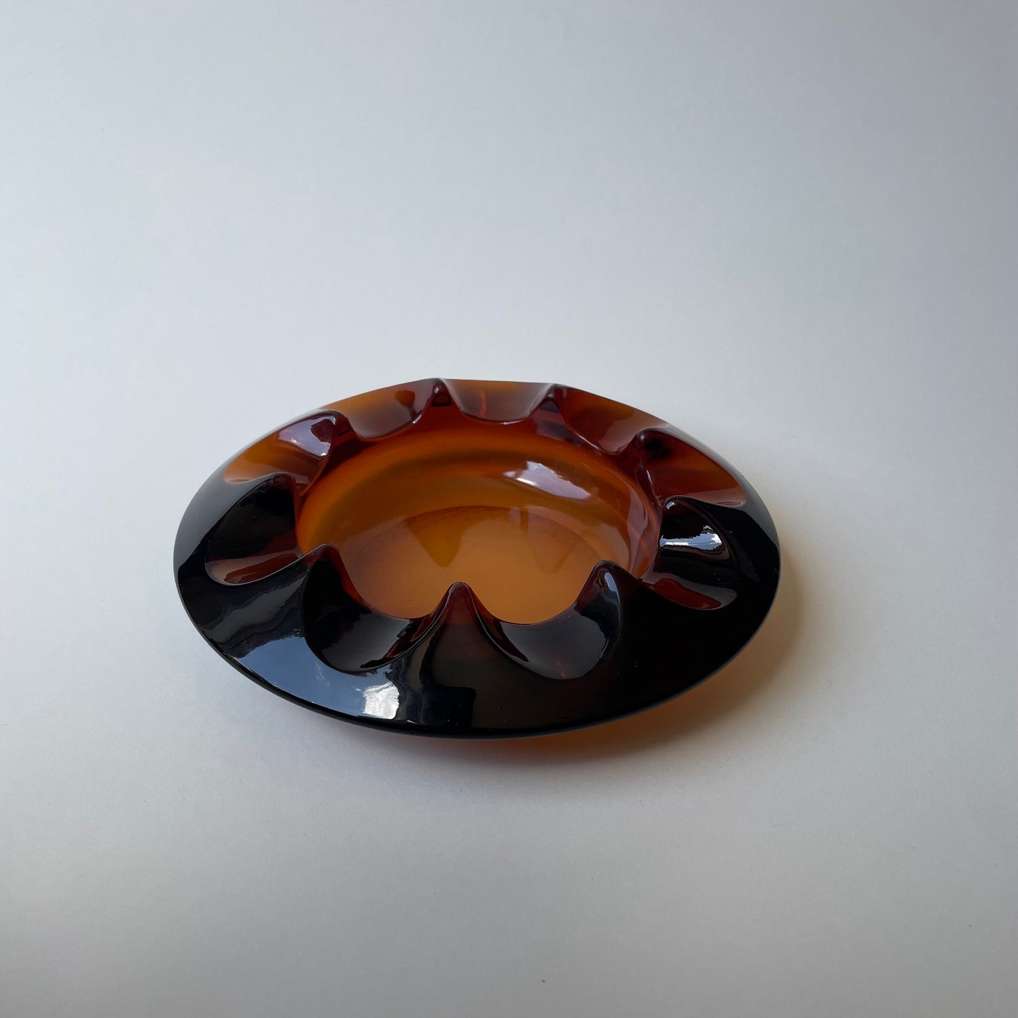 Vintage mid-century amber glass bowl, can use as a candle holder, trinket dish, serving bowl for nuts, soap dish, spoon rest