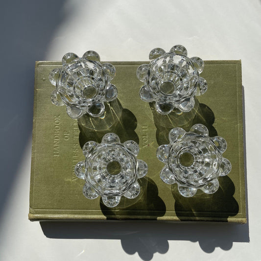 Four vintage candle holders for tealight or taper candles, made by Reims in France