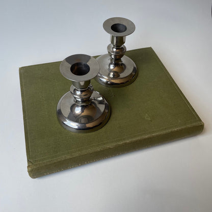 Vintage West Germany silver/chrome metal candlestick holders