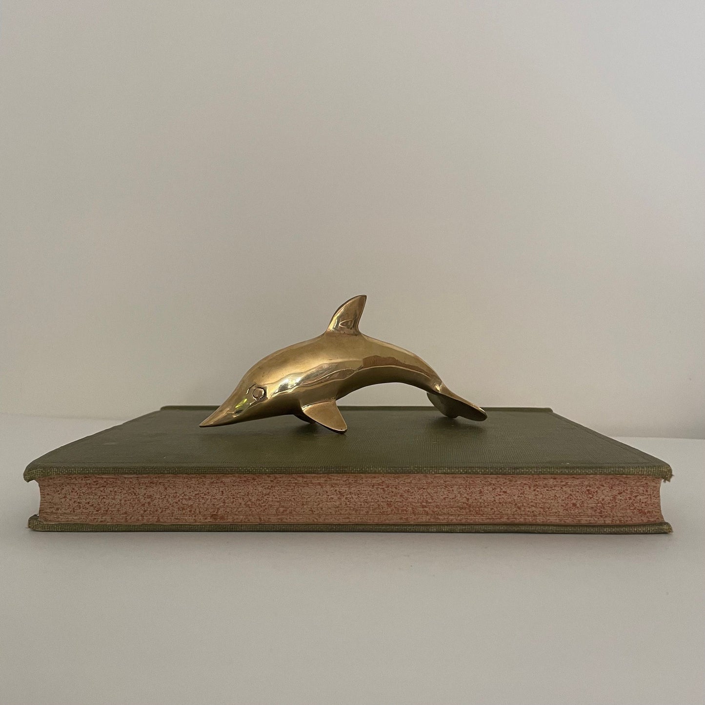 Vintage brass dolphin statue, figurine