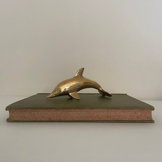 Vintage brass dolphin statue, figurine