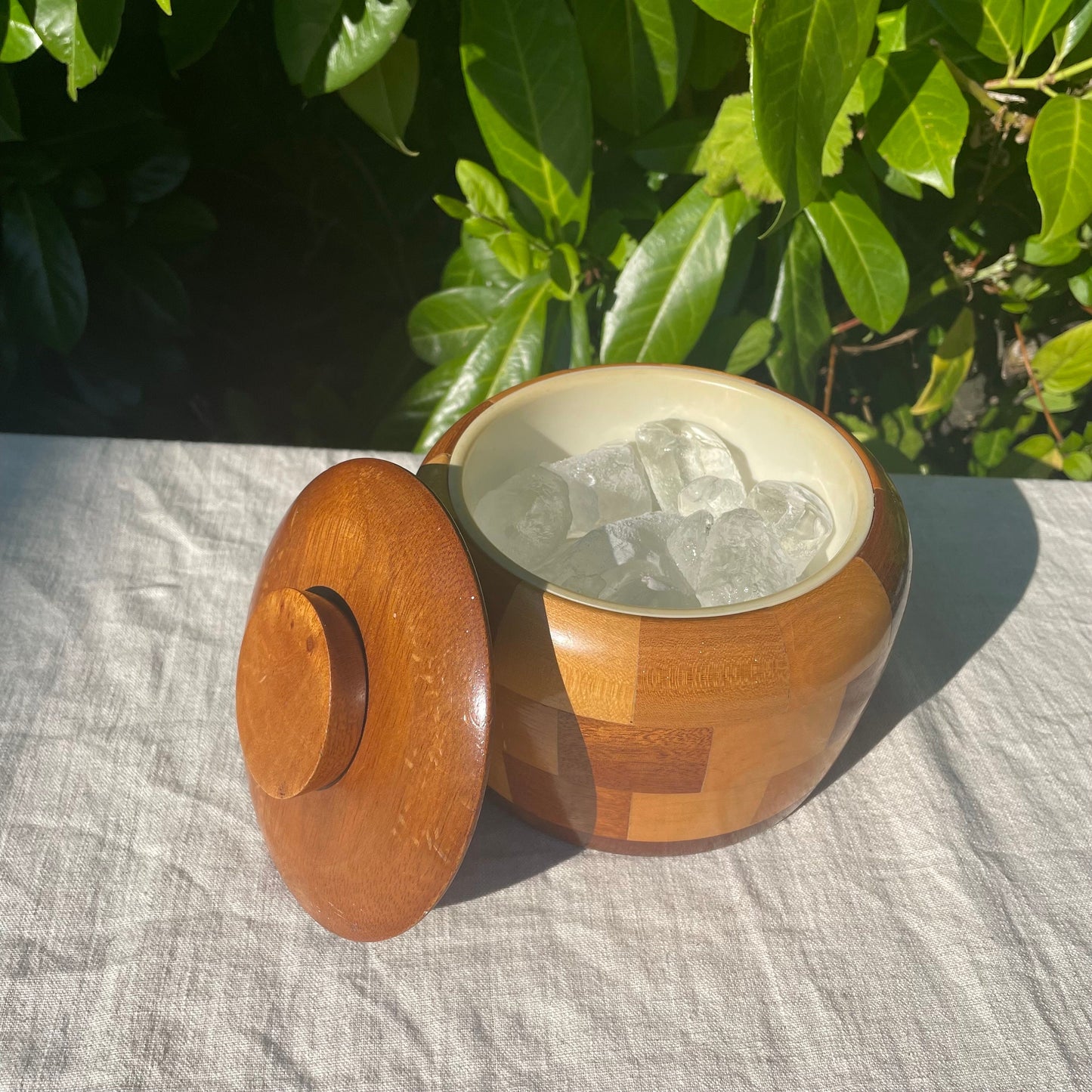 Vintage Cambridgeshire Ware chequered wooden small ice bucket