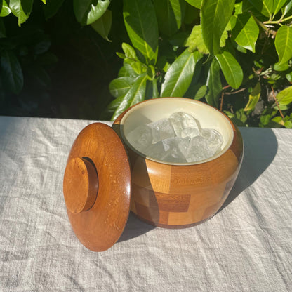Vintage Cambridgeshire Ware chequered wooden small ice bucket
