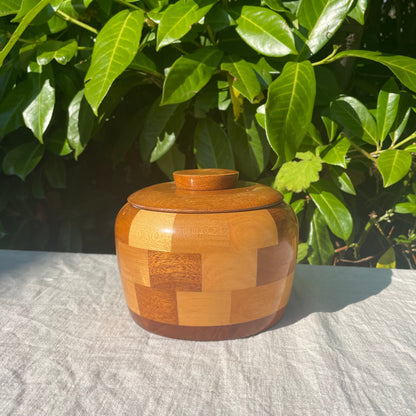 Vintage Cambridgeshire Ware chequered wooden small ice bucket