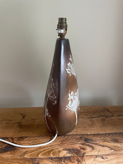 Cow Parsley table lamp by Tremaen pottery