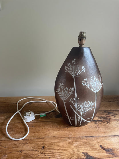 Cow Parsley table lamp by Tremaen pottery