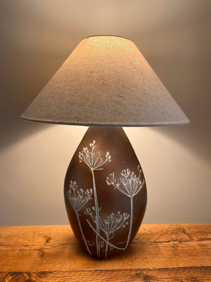 Cow Parsley table lamp by Tremaen pottery