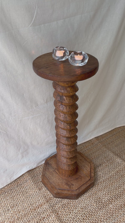 Antique French wooden spiral pedestal table