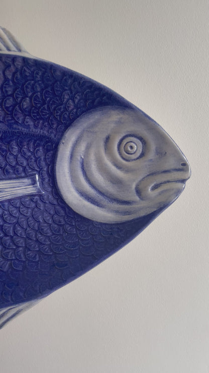 Blue fish serving platter