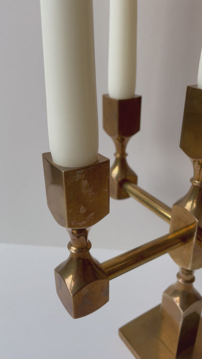 Four arm solid brass candelabra by Metallslöjden Gusum