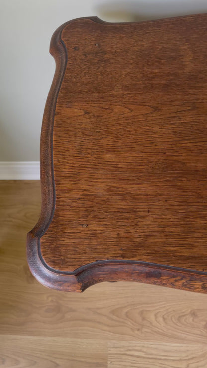 Antique scalloped barley twist wooden side table