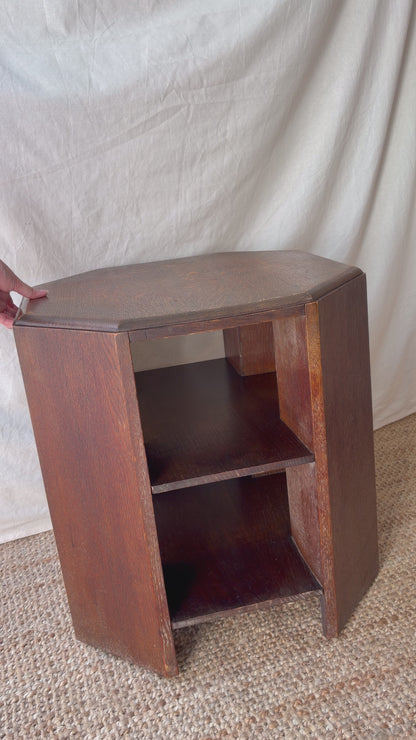 Heals Arts and Crafts vintage oak side table with octagonal top