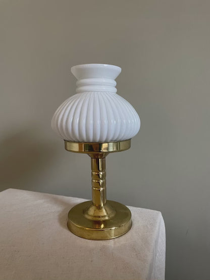 Small brass and milk glass table/desk lamp