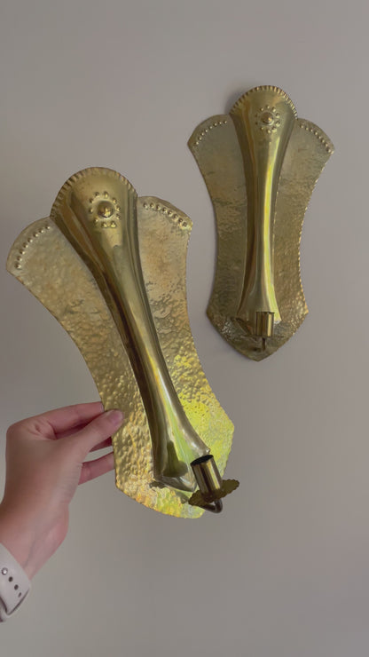 Vintage brass candle wall sconces (pair)
