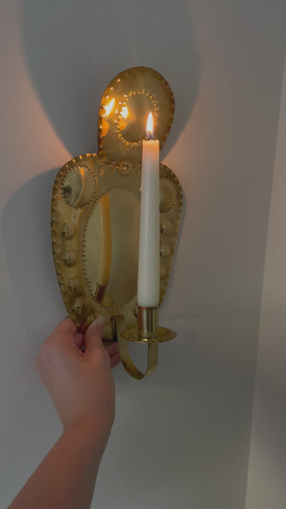 Brass pair of mid century candle sconces