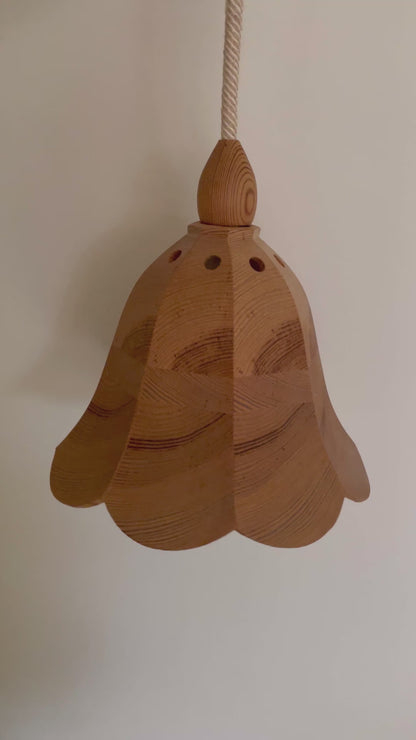 Bell shaped pine wooden wall plug-in lights