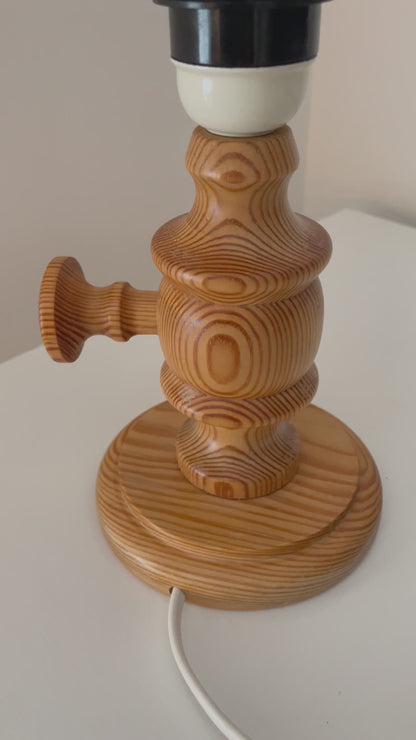 Pine wooden small lamp with scalloped edge