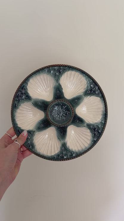 Dark green vintage shell oyster plates