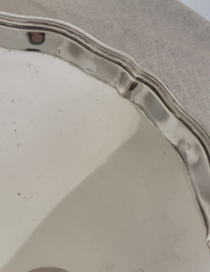 Silver plated vintage circular tray